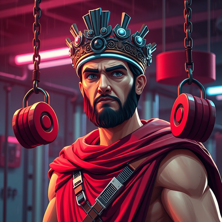 I Turned Myth Into Reps Today · Day 5 · Neon gym loop