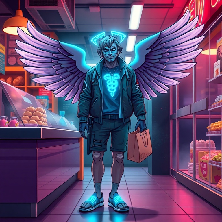 I Bought Bread Before the Prophecies Loaded · Day 6 · Neon bakery breakfast